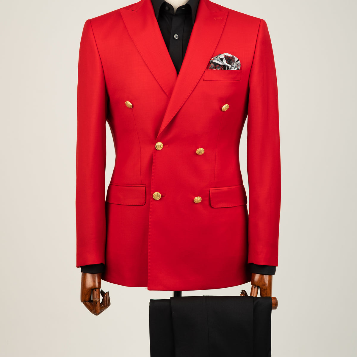 Red Double Breasted Plain Wool Jacket – HerrWidman