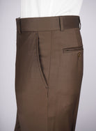 Regular Plain Trousers - HerrWidman -#color_brown