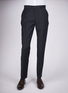 Mid-Slim Wool-Poly Plain Trousers - HerrWidman -#color_navy