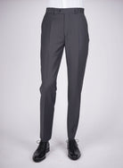 Mid-Slim Wool-Poly Plain Trousers - HerrWidman -#color_brown