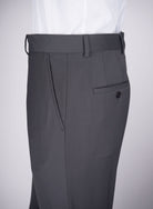 Mid-Slim Wool-Poly Plain Trousers - HerrWidman -#color_dark-gey