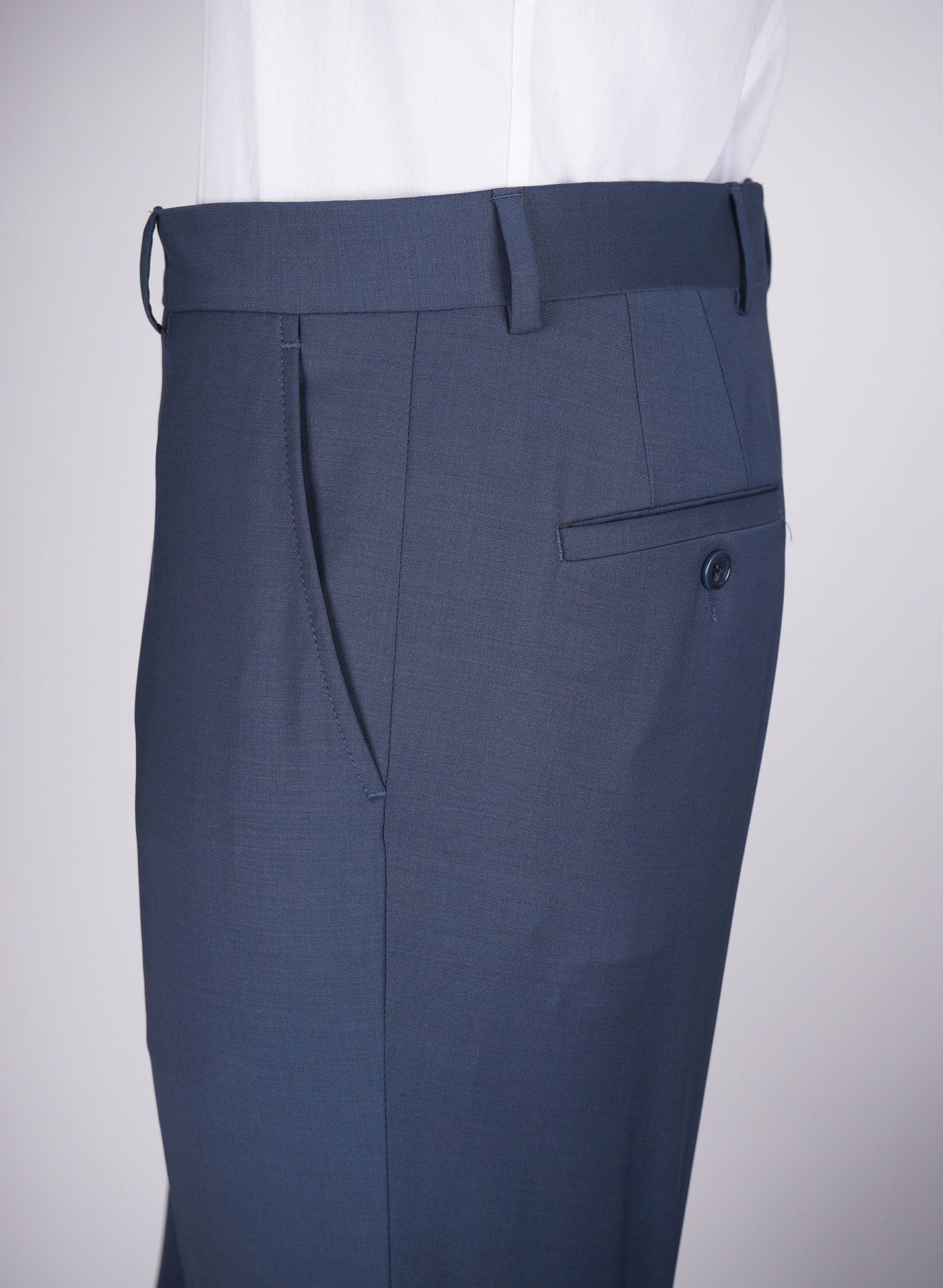 Regular Plain Trousers - HerrWidman -#color_blue