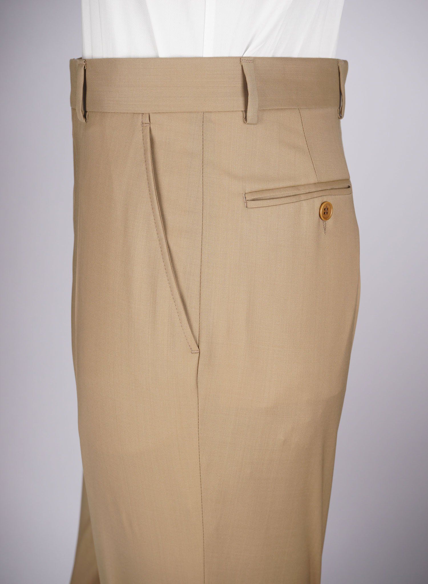 Regular Plain Trousers - HerrWidman -#color_beige