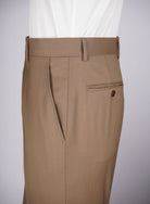 Regular Plain Trousers - HerrWidman -#color_golden-beige