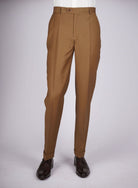 Regular Plain Trousers - HerrWidman -#color_mocha-beige