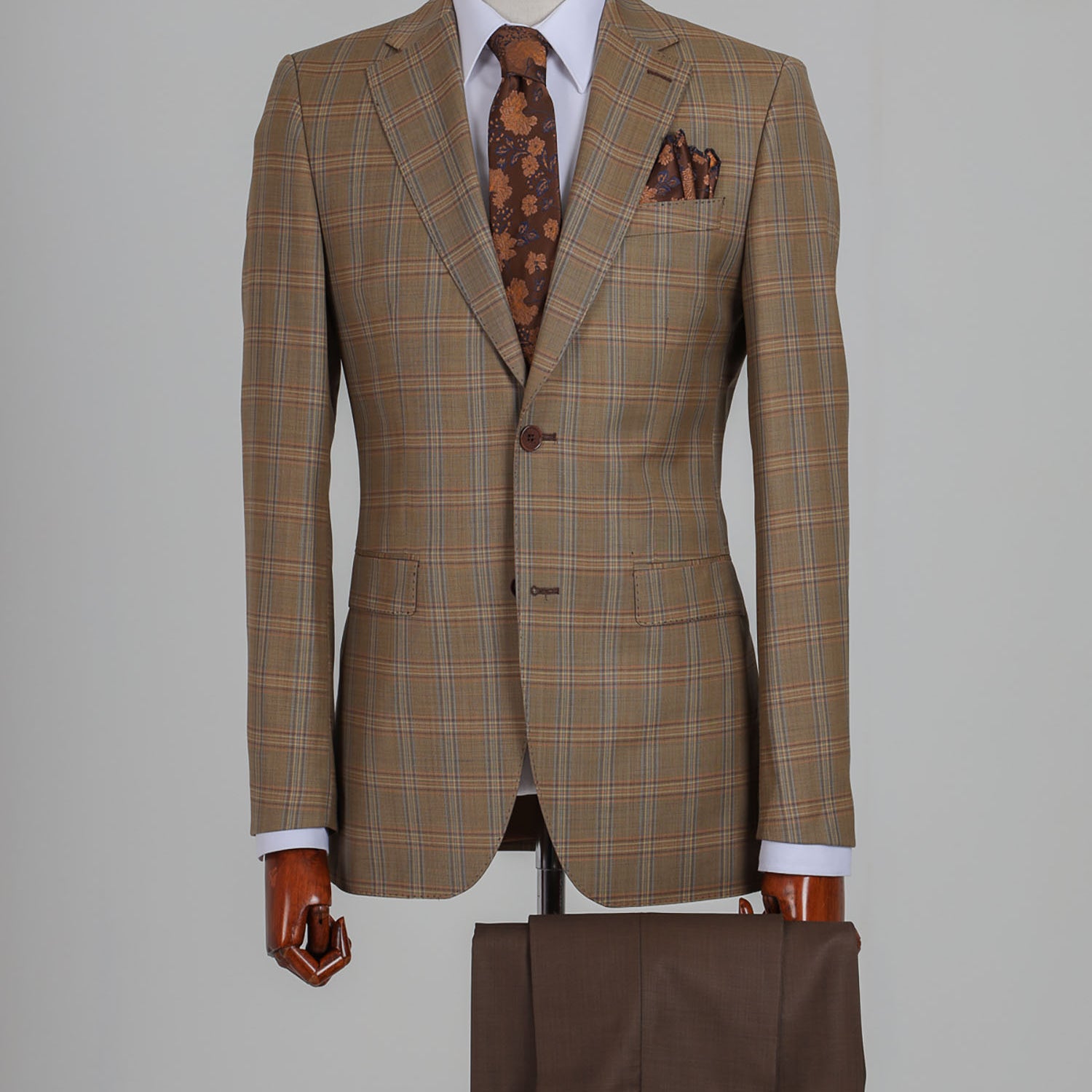 Mid-Slim Two Button Wool Jacket in Checked Design