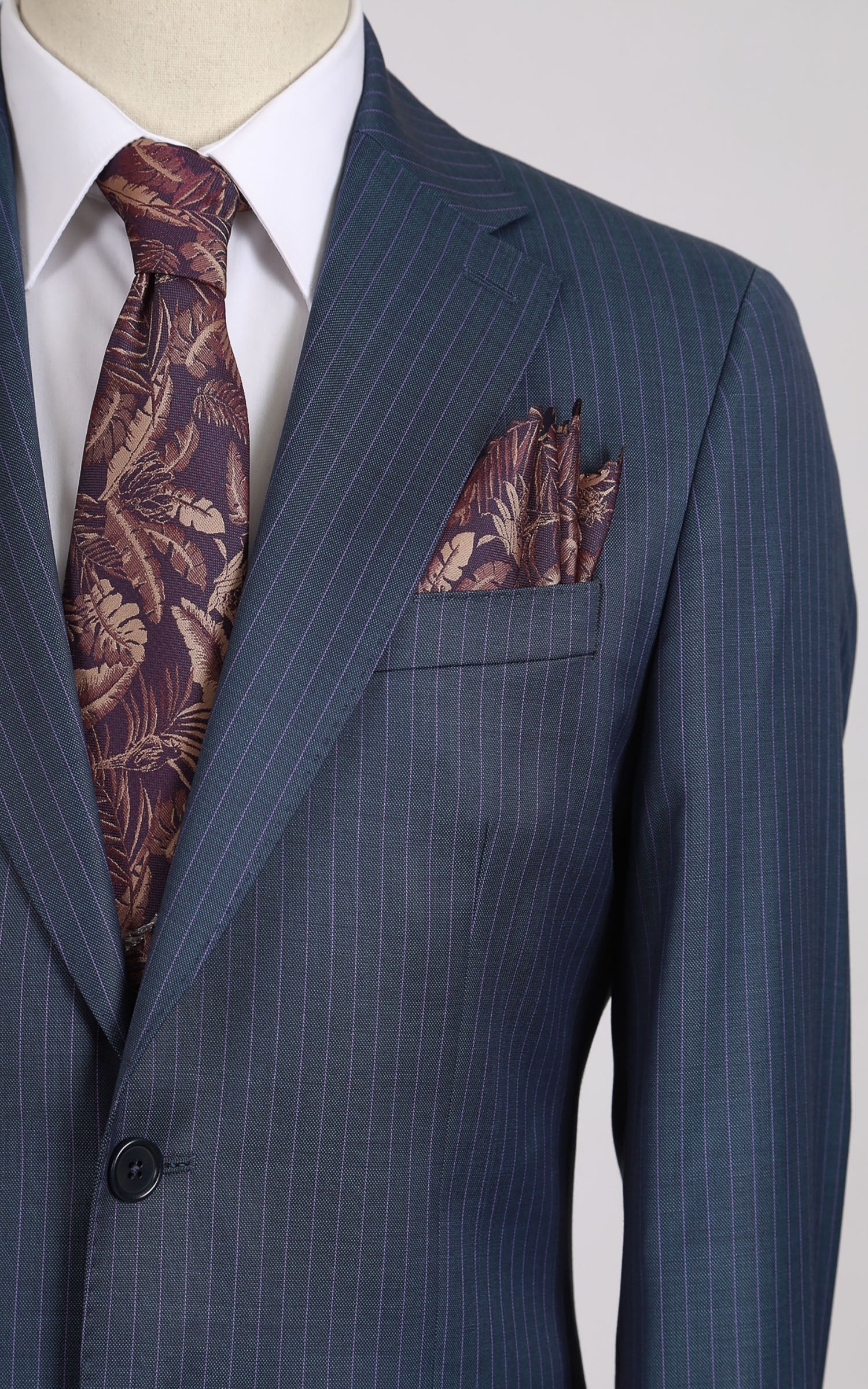 [L’Appartement] WOOL STRIPE 2BJK   38 Beige Two Button Stripe Wool Suit – HerrWidman