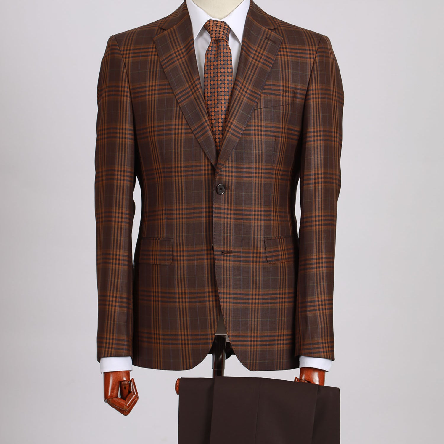 Mid-Slim Two Button Wool Jacked in Checked Design