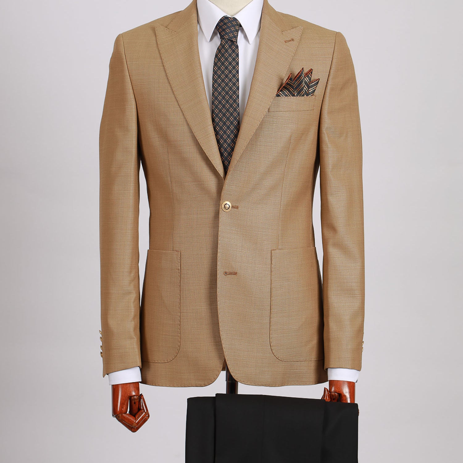 Mid-Slim Two Button Wool Jacket in Micro Pattern