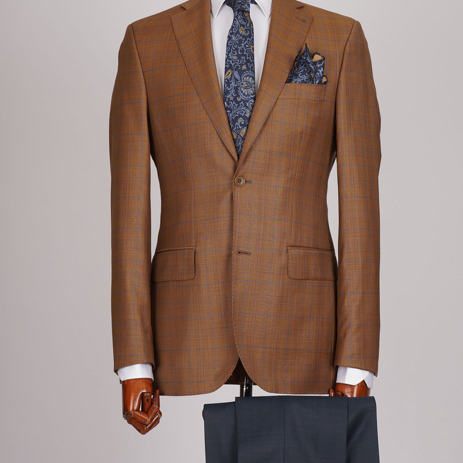 Mid Slim Two Button Wool Jacket in Checked Design