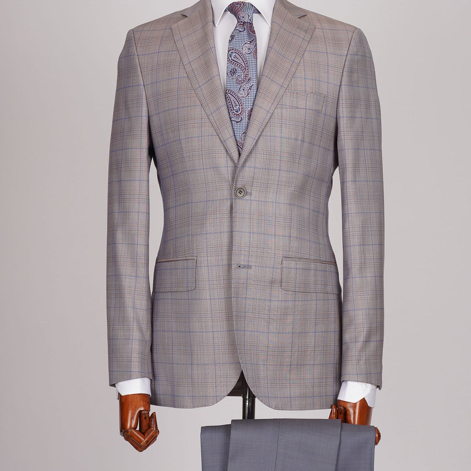 Mid Slim Two Button Wool Jacket in Checked Design