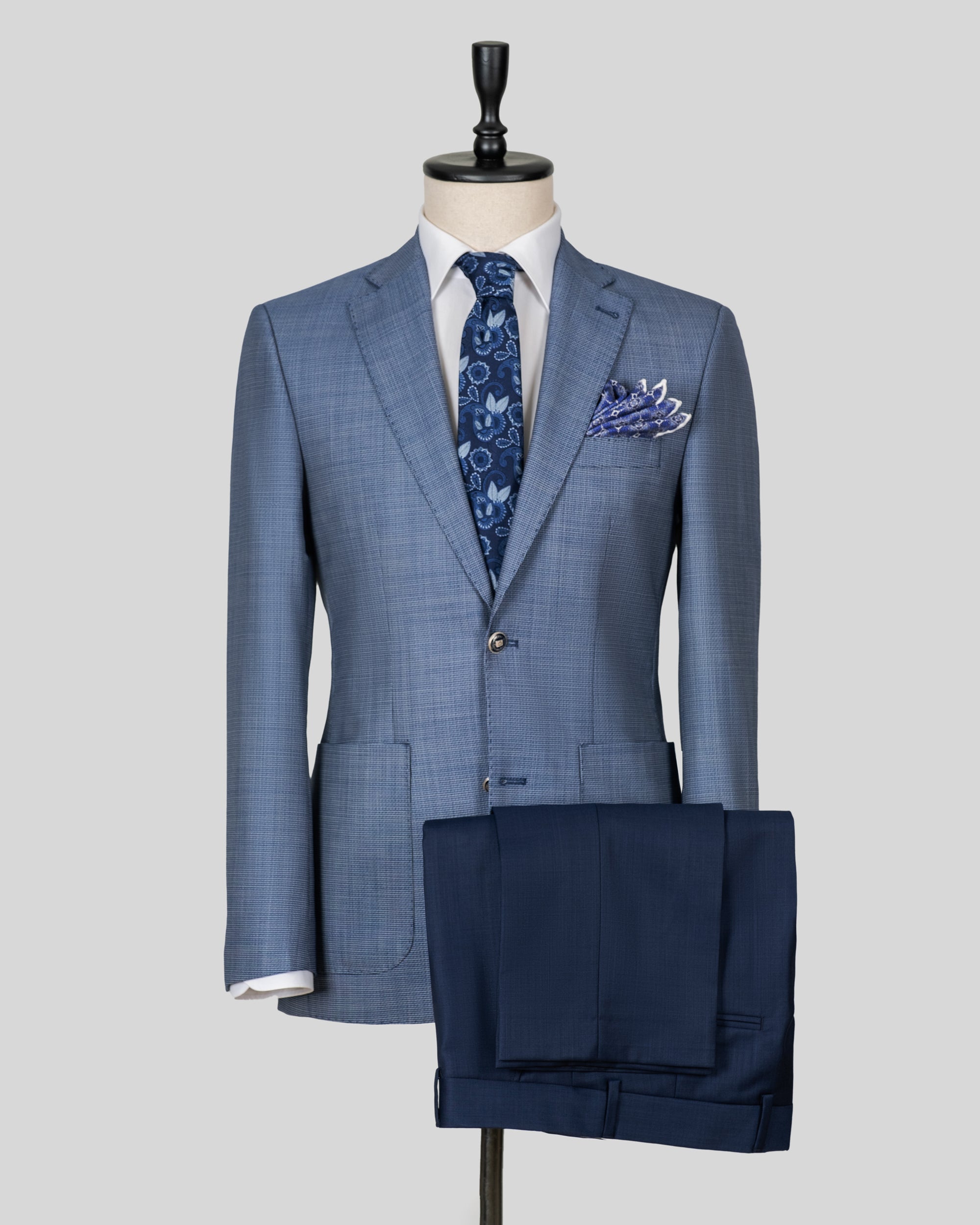 Blue Two Button Micro Pattern Wool Jacket – HerrWidman