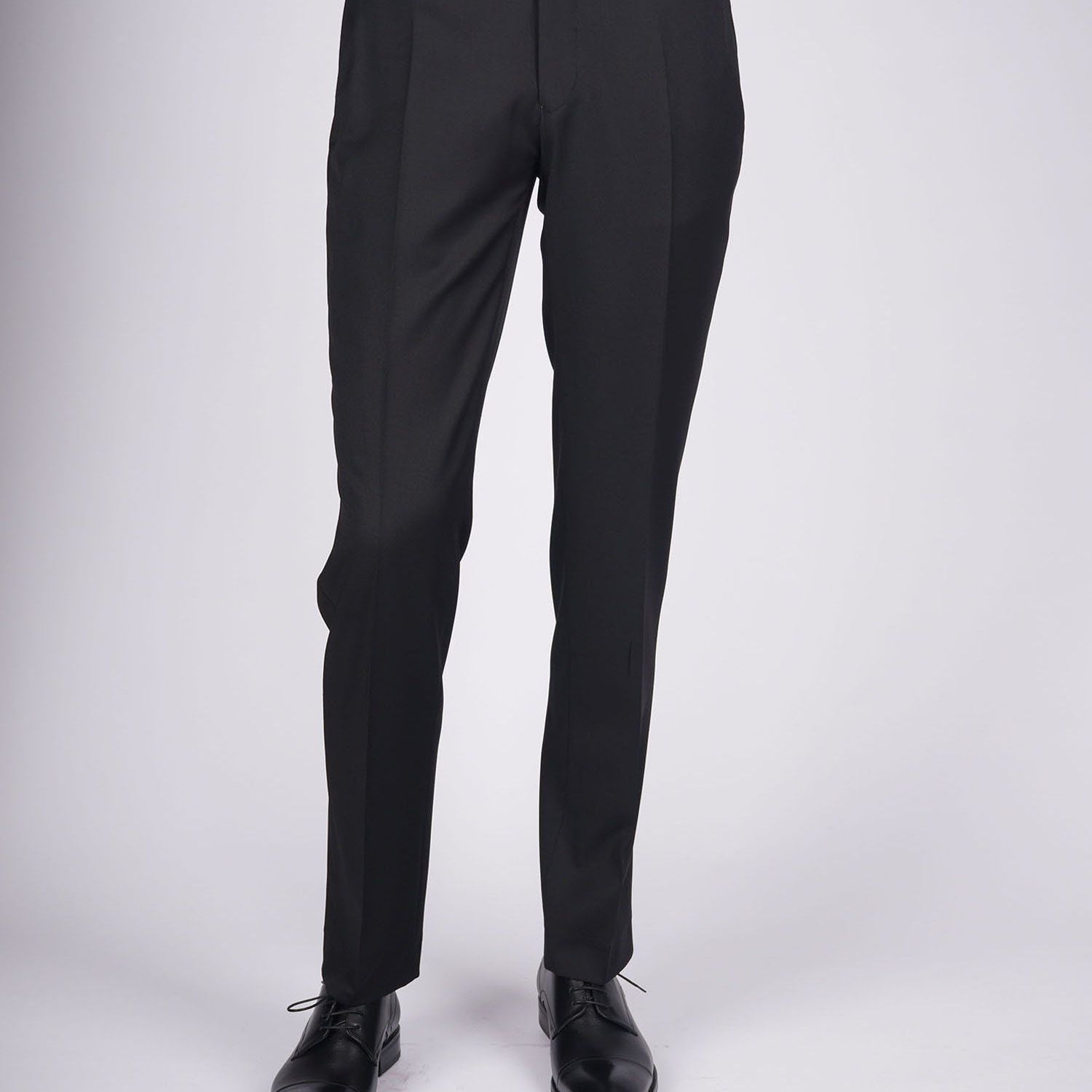 Regular Plain Trousers - HerrWidman -#color_black