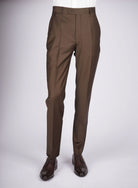 Regular Plain Trousers - HerrWidman -#color_brown