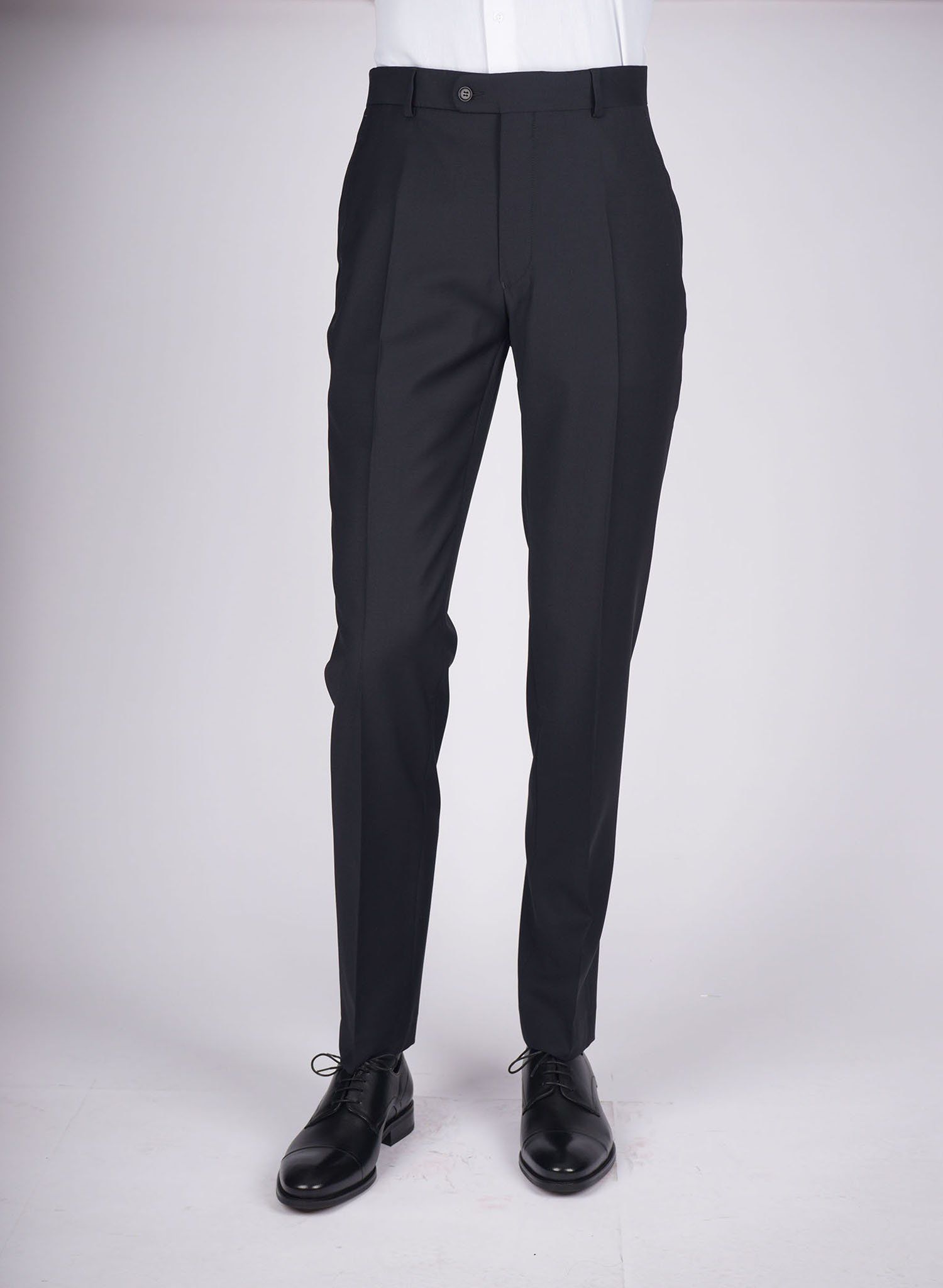 Regular Plain Trousers - HerrWidman -#color_navy