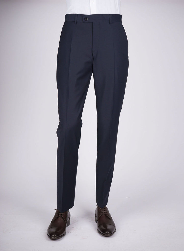 Mid-Slim Wool-Poly Plain Trousers - HerrWidman -#color_dark-gey