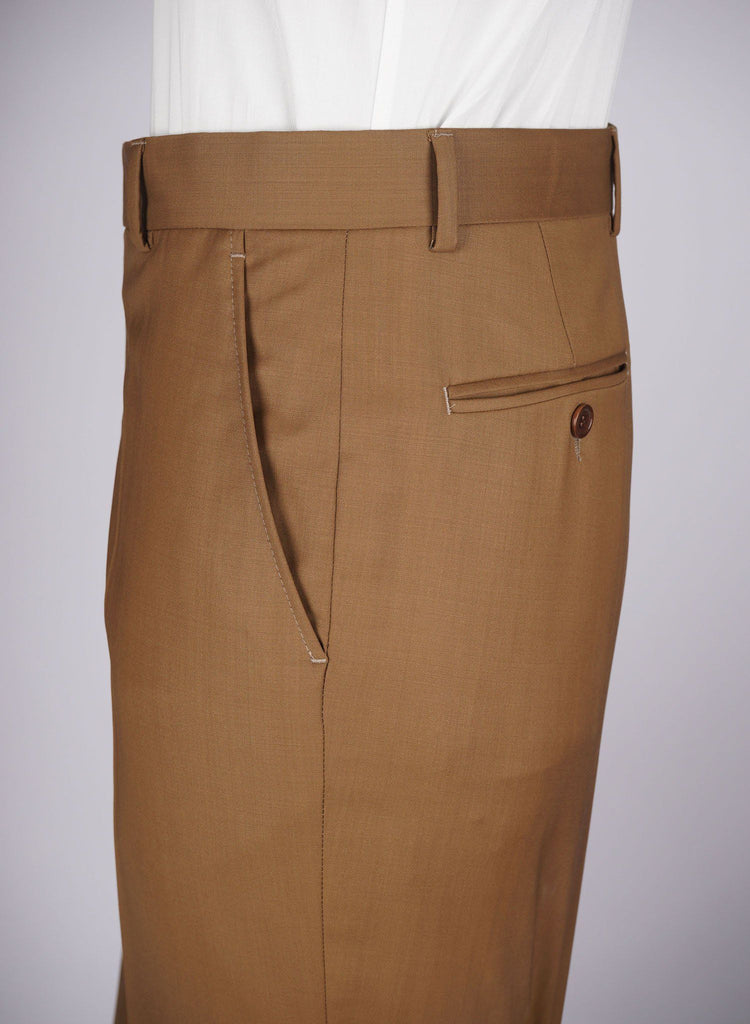 Regular Plain Trousers - HerrWidman -#color_mocha-beige