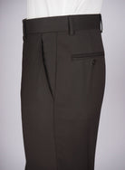 Regular Plain Trousers - HerrWidman -#color_chocolate-brown
