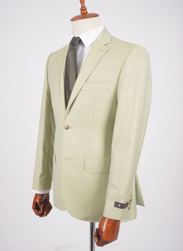 Mid-Slim Two Button Wool Jacket in Micro Pattern - HerrWidman -#color_light-green