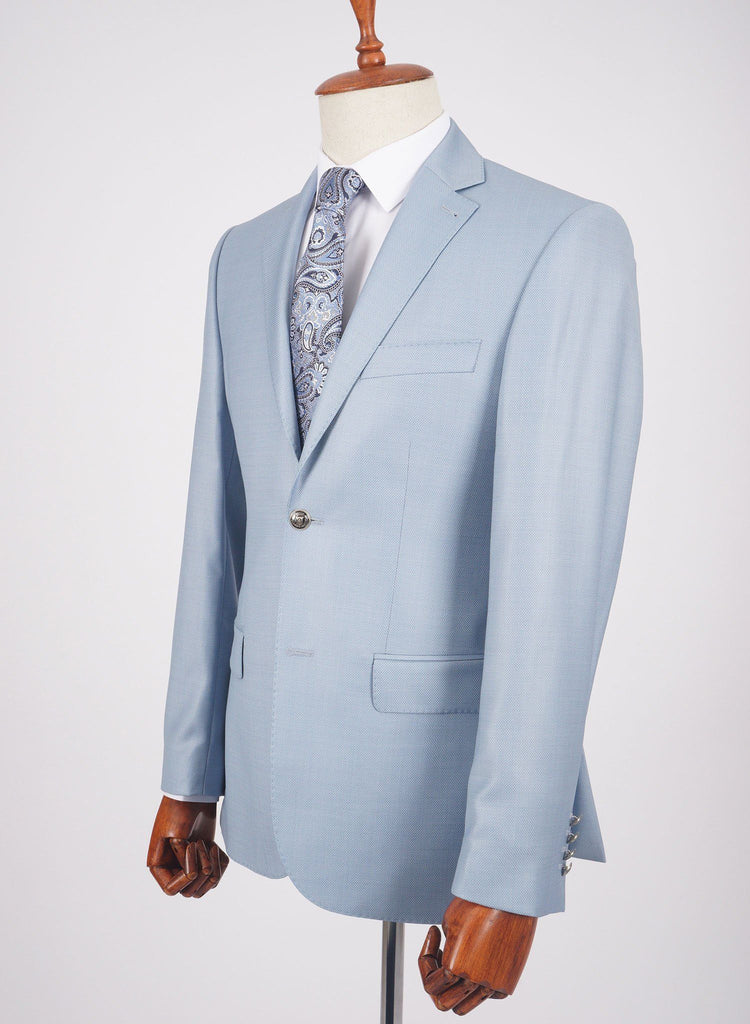 Mid-Slim Two Button Wool Jacket in Micro Pattern - HerrWidman -#color_light-blue-2