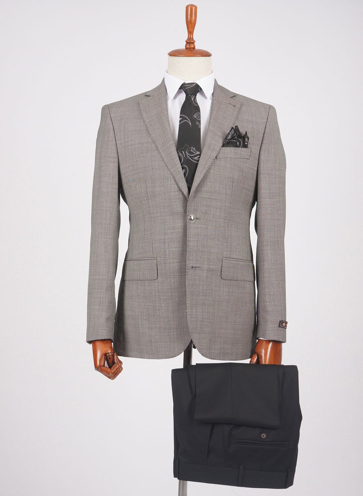 Mid-Slim Two Button Wool Jacket in Micro Pattern - HerrWidman -#color_light-grey