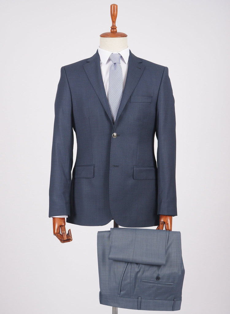 Mid-Slim Two Button Wool Jacket in Micro Pattern - HerrWidman -#color_navy-3