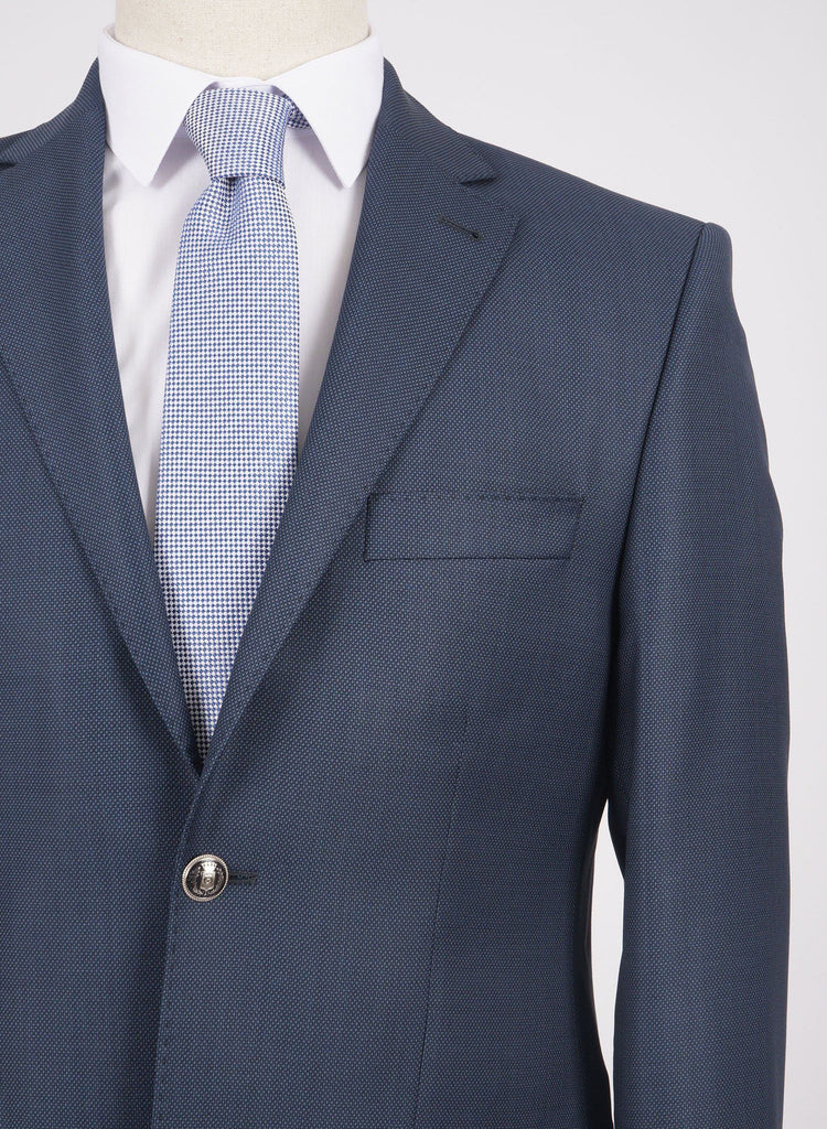Mid-Slim Two Button Wool Jacket in Micro Pattern - HerrWidman -#color_navy-3