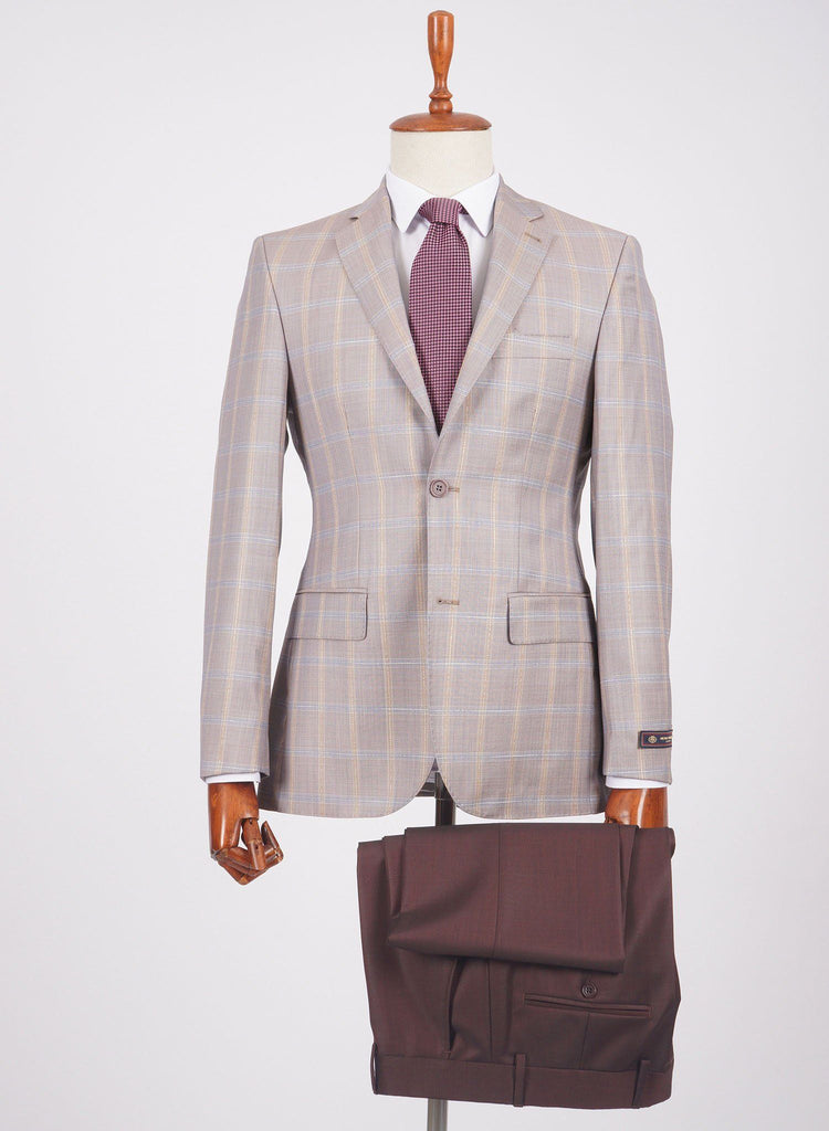 Mid-Slim Two Button Wool Jacket in Checked Pattern - HerrWidman -#color_lilac