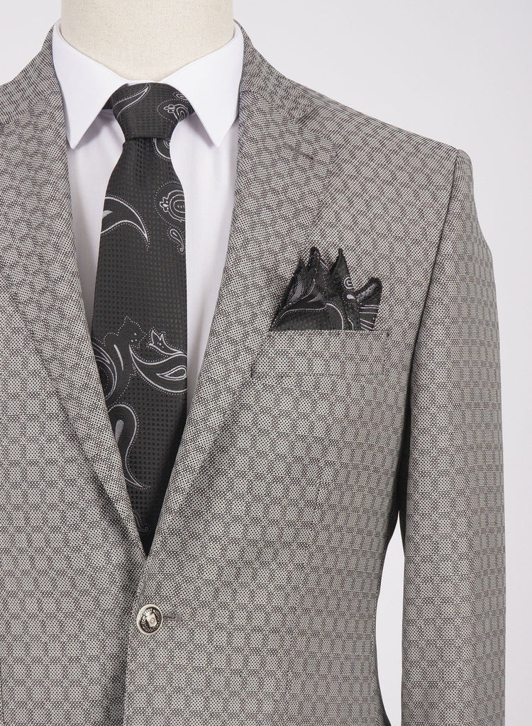 Mid-Slim Two Button Wool Jacket in Micro Pattern - HerrWidman -#color_grey