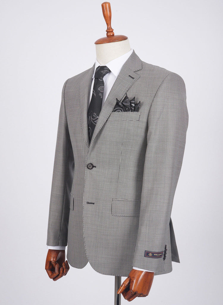 Mid-Slim Two Button Wool Jacket in Micro Pattern - HerrWidman -#color_white-black