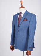 Mid-Slim Two Button Wool Jacket in Checked Pattern - HerrWidman -#color_blue