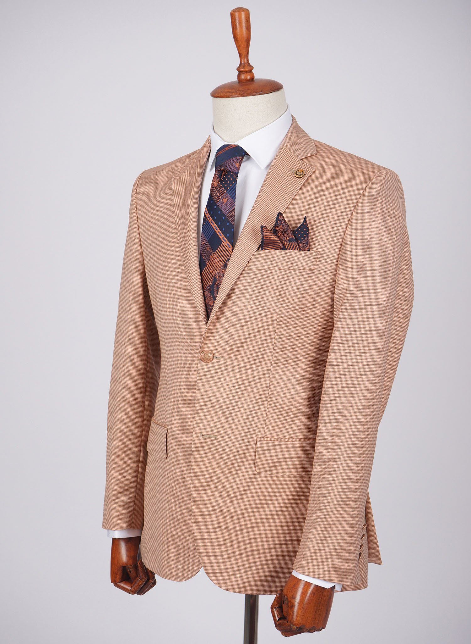 Mid-Slim Two Button Wool Jacket in Micro Pattern - HerrWidman -#color_orange