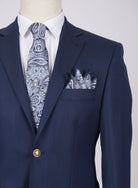 Mid-Slim Two Button Wool Jacket in Micro Pattern - HerrWidman -#color_navy