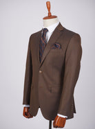 Mid-Slim Two Button Wool Jacket in Micro Pattern - HerrWidman -#color_brown