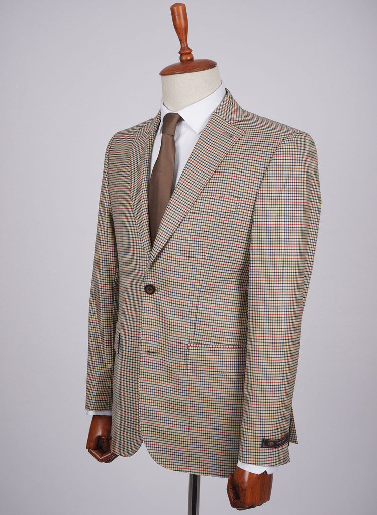 Mid-Slim Two Button Wool Jacket in Micro Checked Pattern - HerrWidman -#color_yellow
