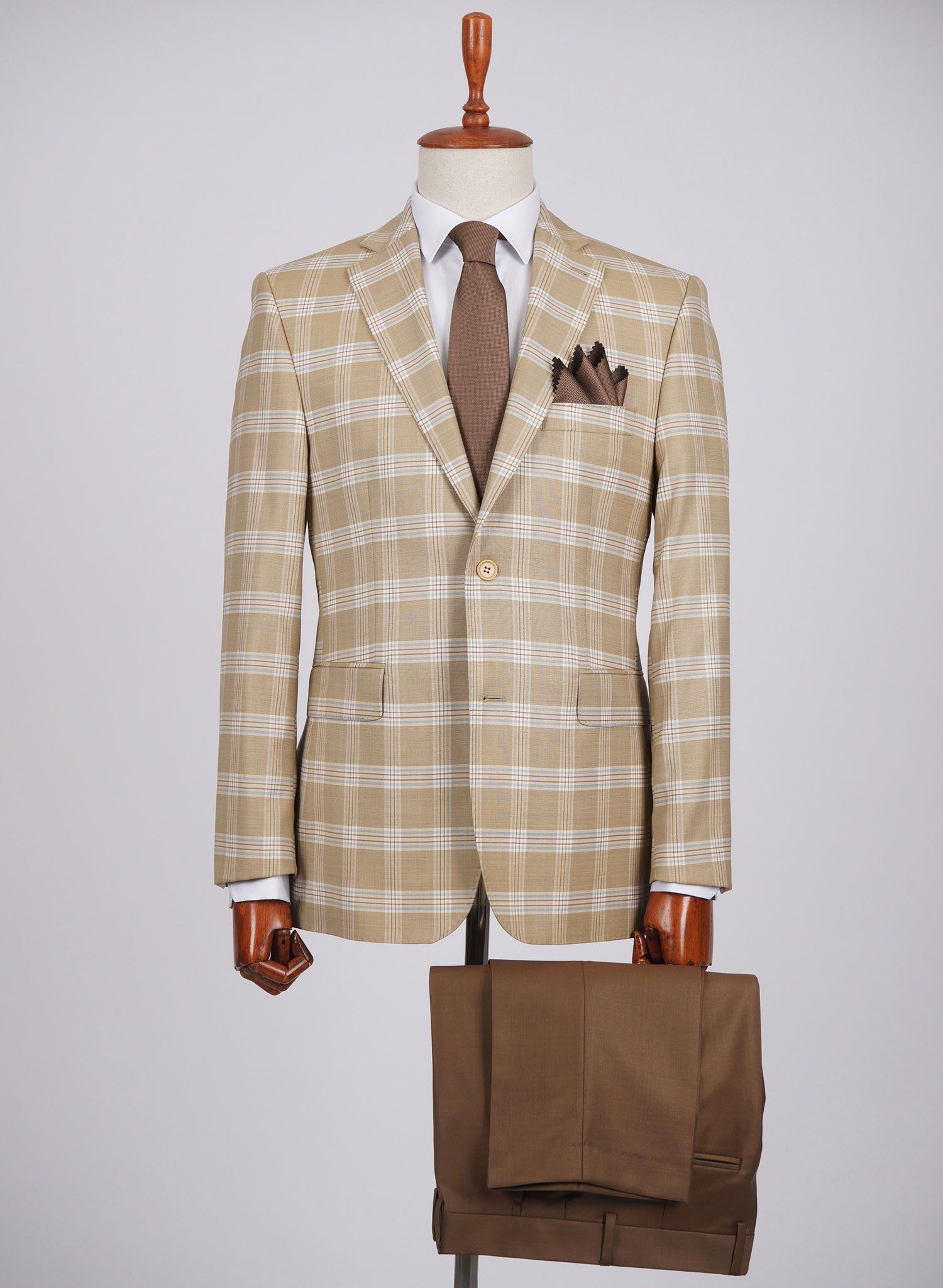 Mid-Slim Two Button Wool Jacket in Checked Pattern - HerrWidman -#color_yellow