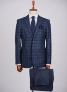 Mid-Slim Two Button Wool Jacket in Checked Pattern - HerrWidman -#color_navy